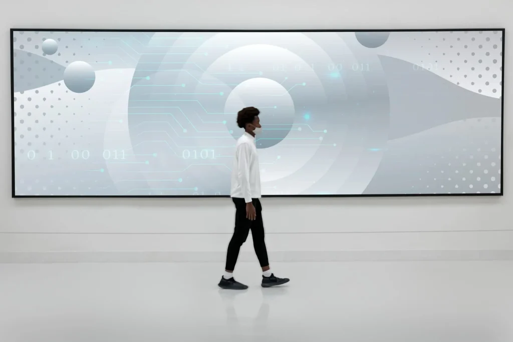digital signage with a man